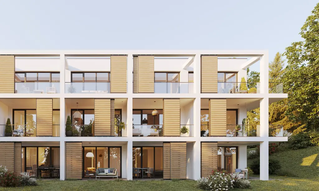 Gartenansicht Private Placement NaturResidenz in Steglitz zur Finanzierung einer hochwertigen Neubau-Wohnanlage in Berlin Anleihe kaufen über UNIVERS Capital