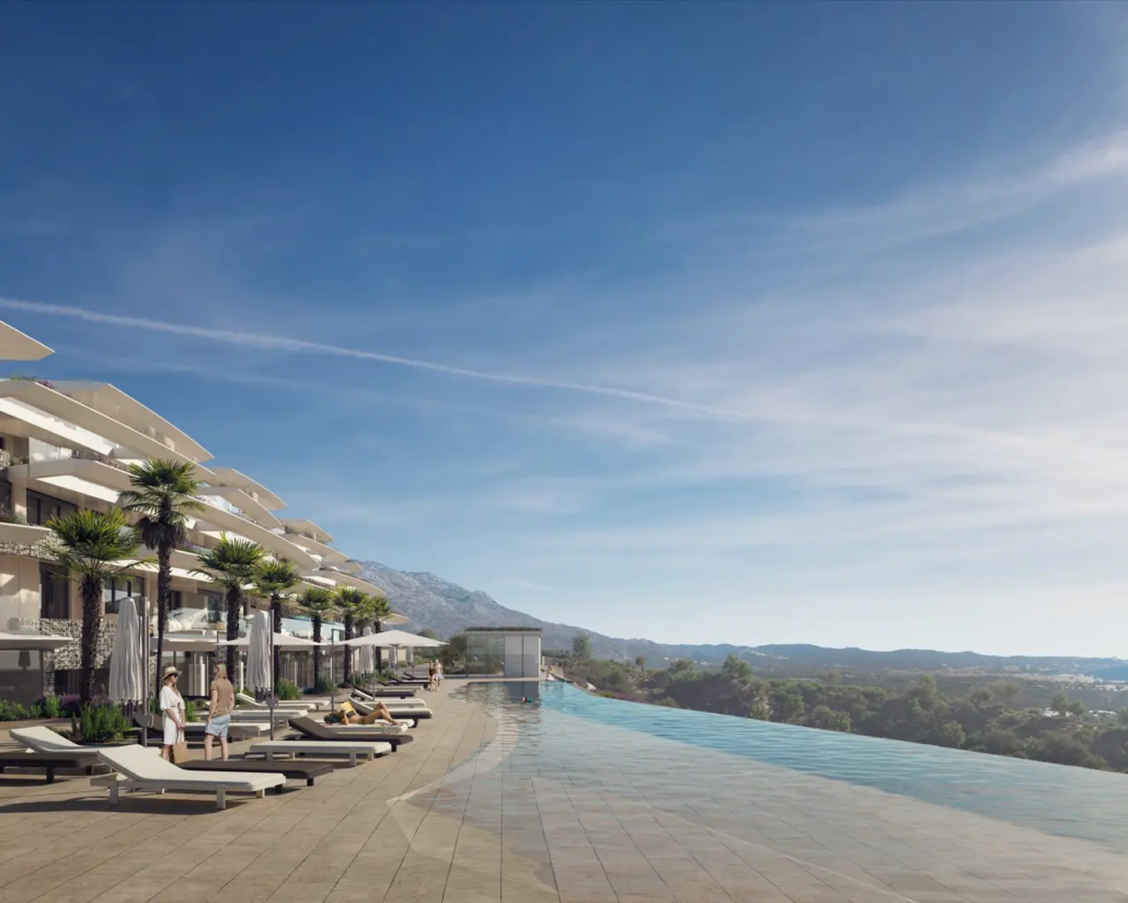 Poolbereich der Hotelanlage und Branded Residences in Benahavís mit HYATT Group und MIMCO Capital